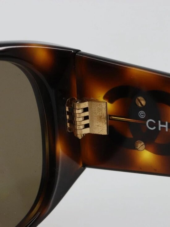 CHANEL Sunglasses Plastic Brown Gold CC Auth yk20489M main image 8